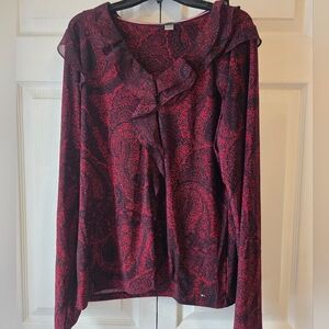 Tommy Hilfiger Elegant Red Paisley Women's Top